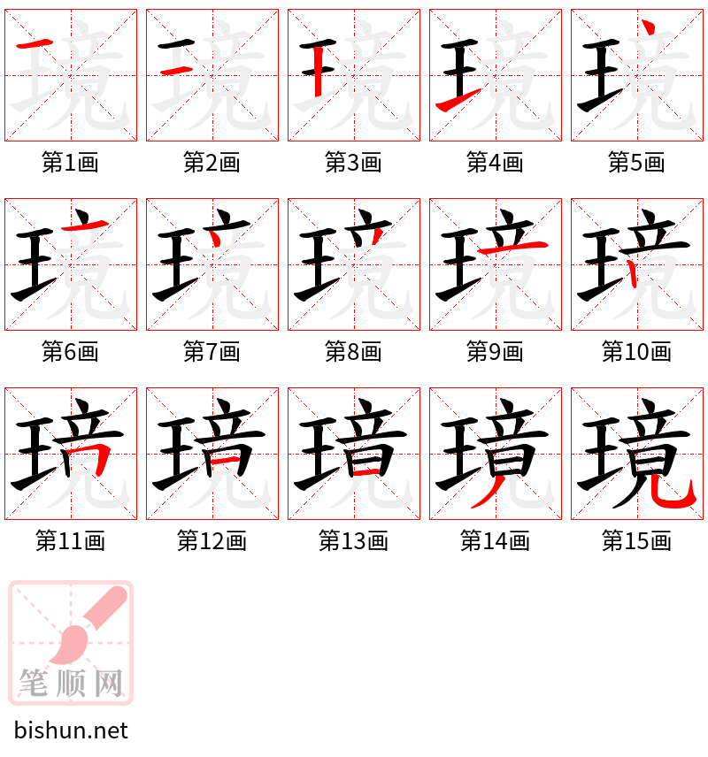 璄 笔顺规范