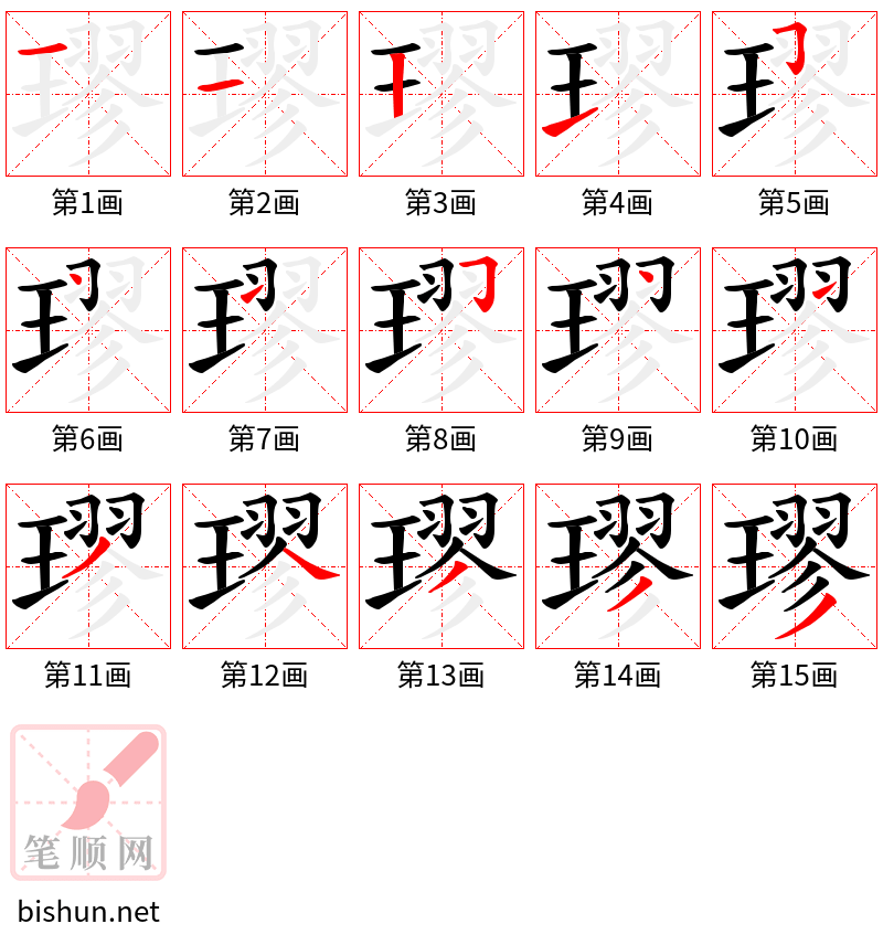 璆 笔顺规范