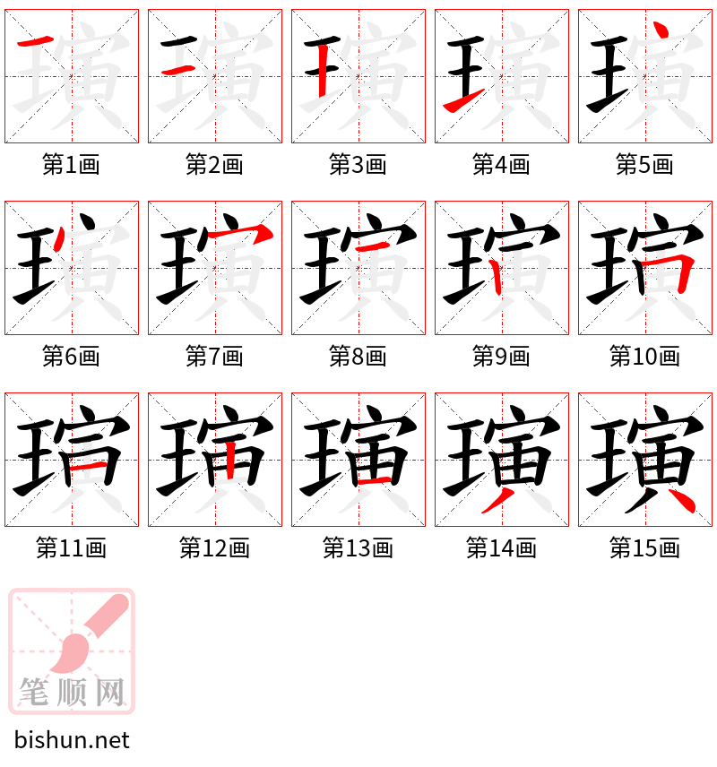 璌 笔顺规范