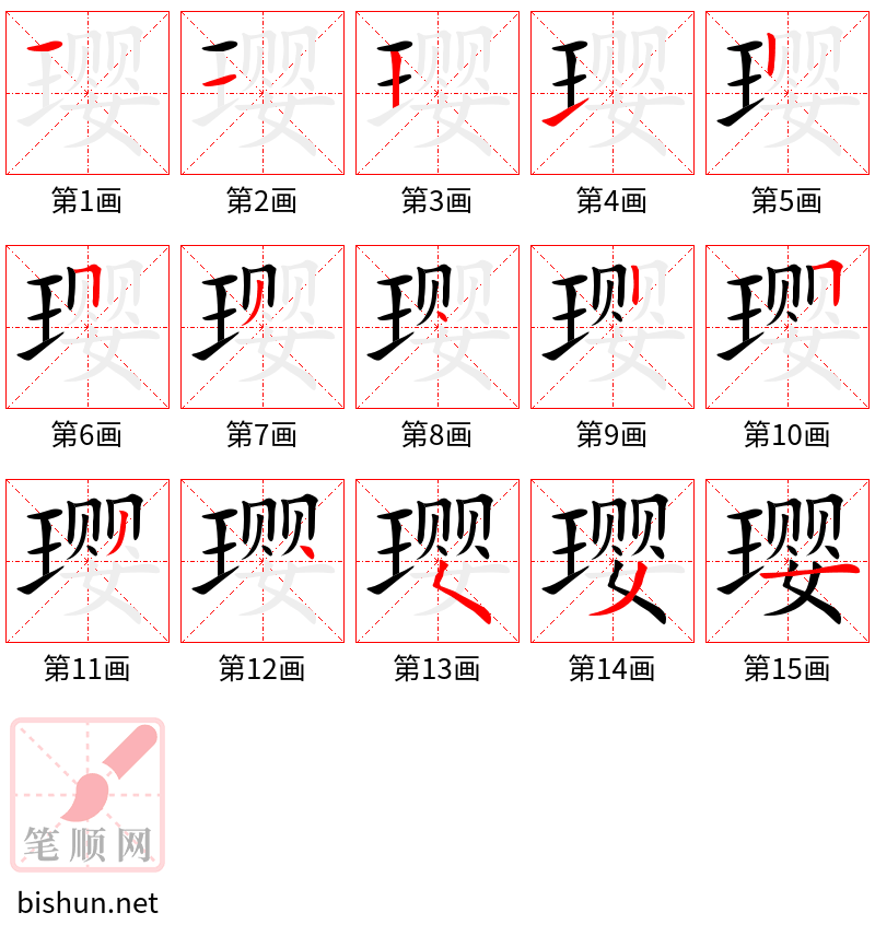 璎 笔顺规范