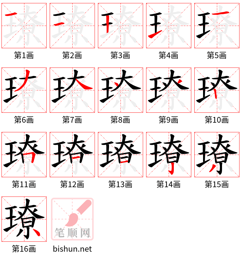 璙 笔顺规范