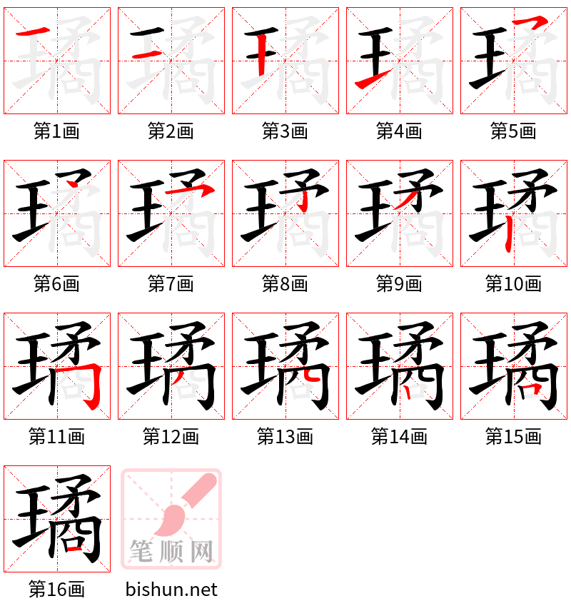 璚 笔顺规范