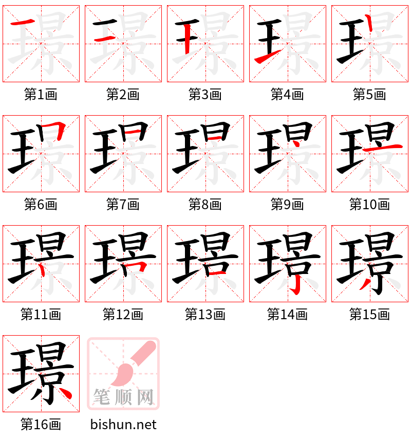 璟 笔顺规范