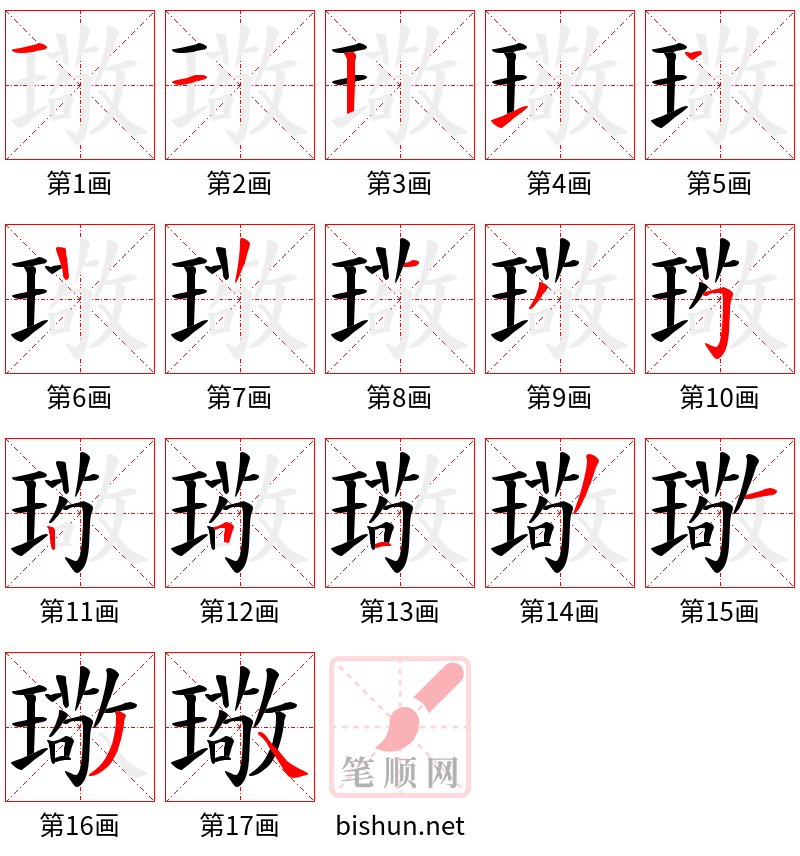 璥 笔顺规范