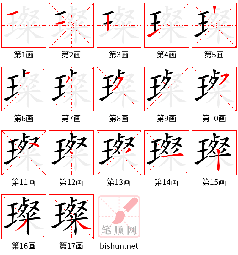 璨 笔顺规范