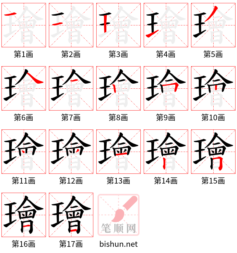 璯 笔顺规范