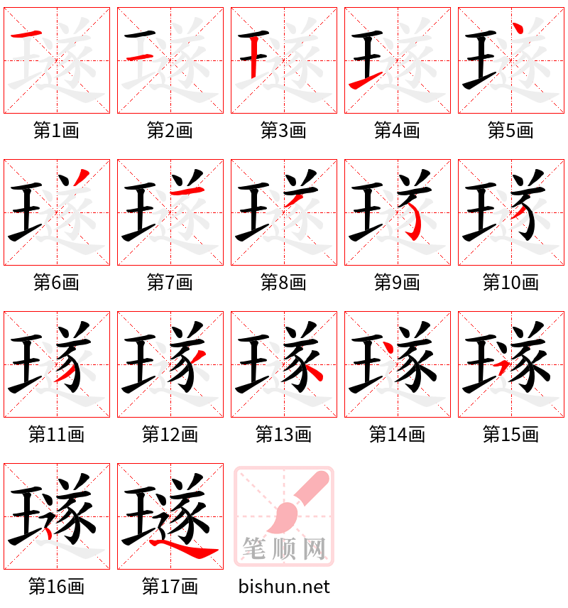 璲 笔顺规范