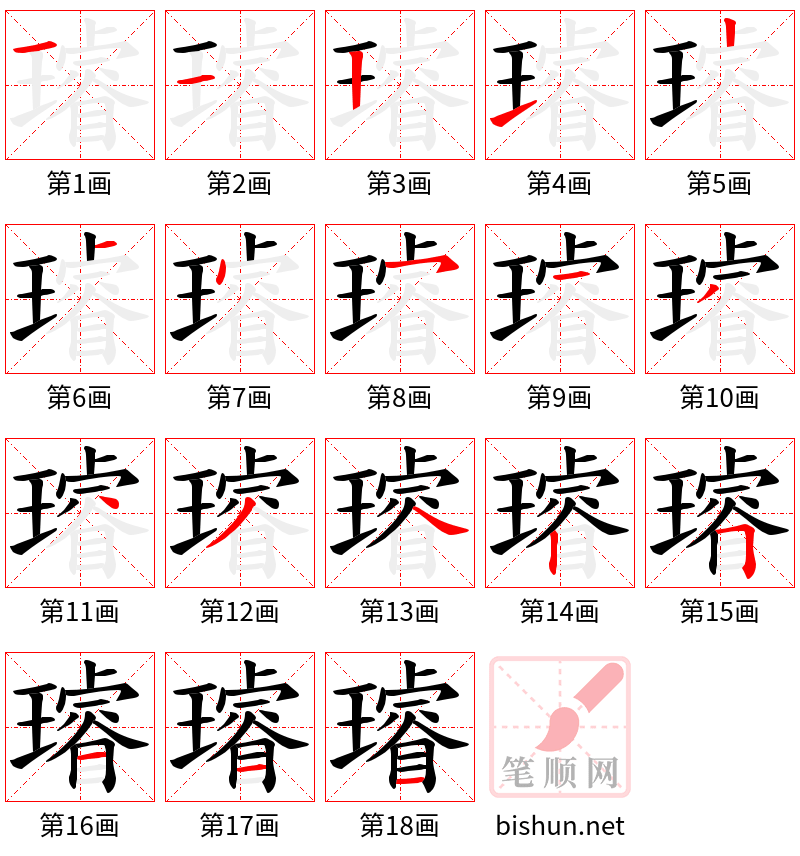 璿 笔顺规范