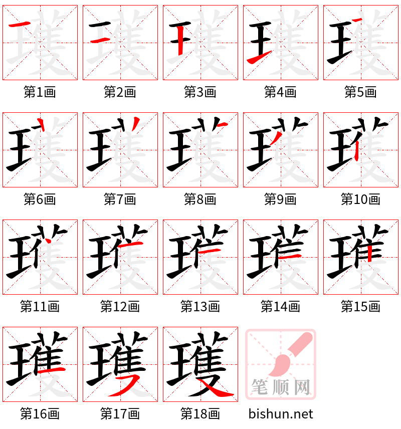 瓁 笔顺规范