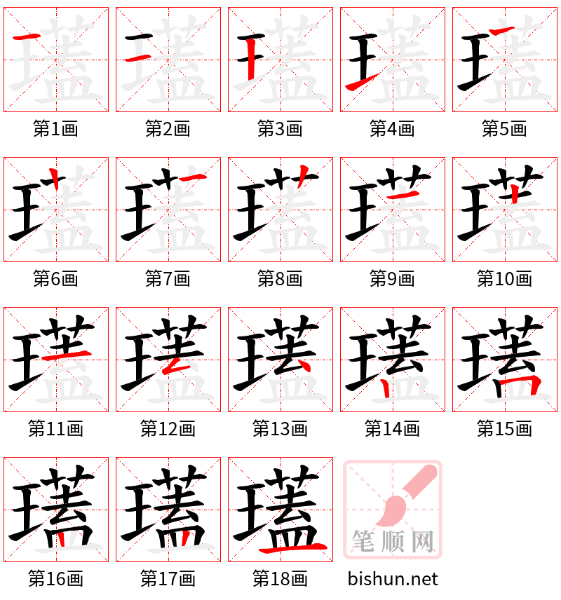 瓂 笔顺规范