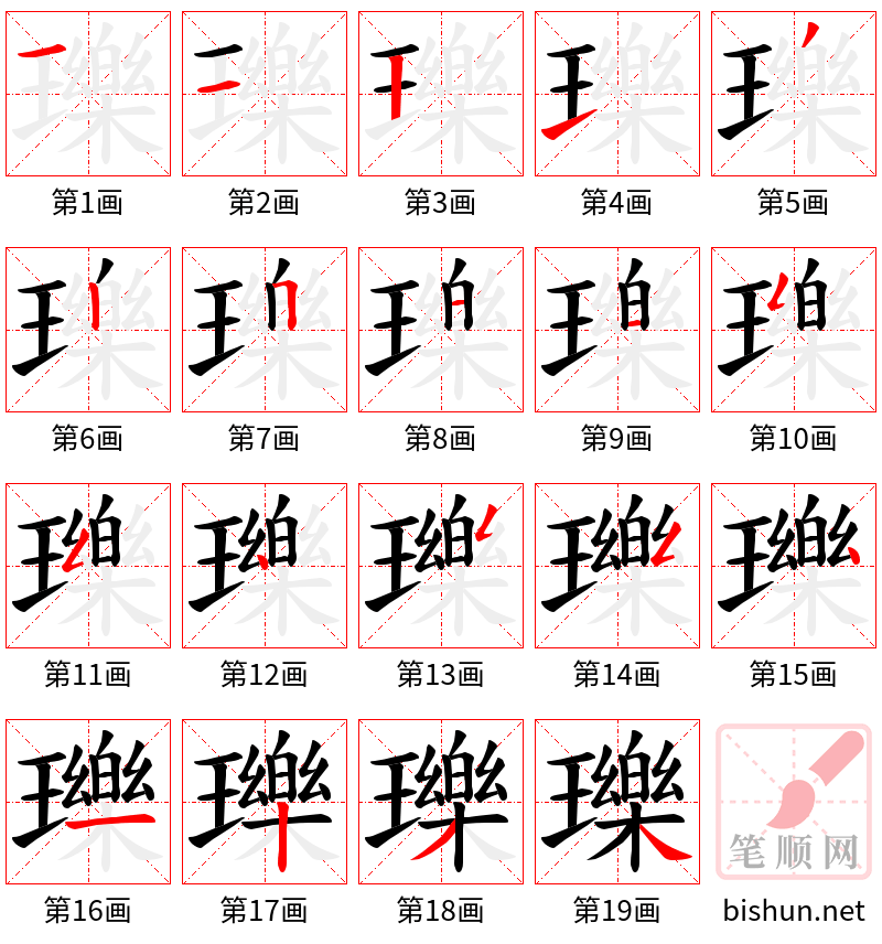 瓅 笔顺规范