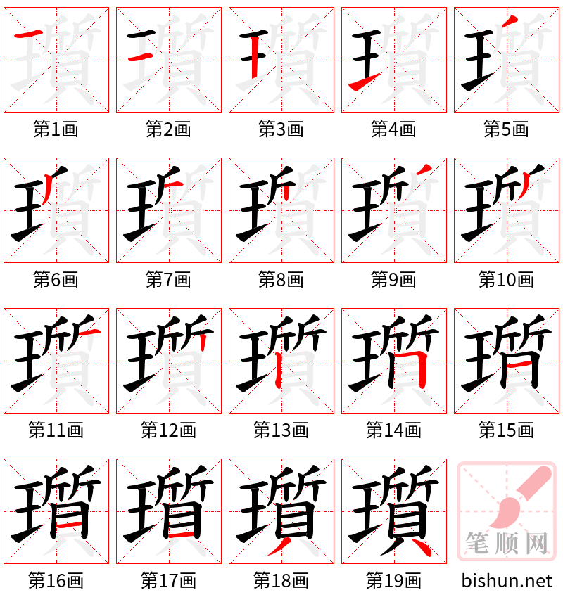 瓆 笔顺规范