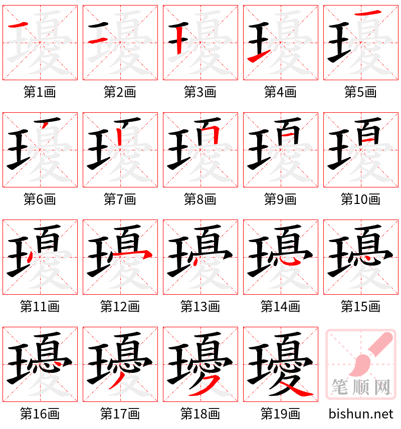 瓇 笔顺规范