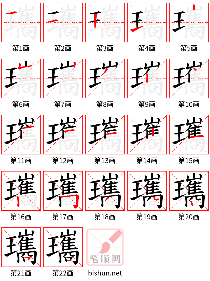 瓗 笔顺规范