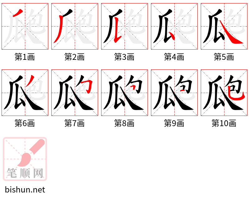 瓟 笔顺规范