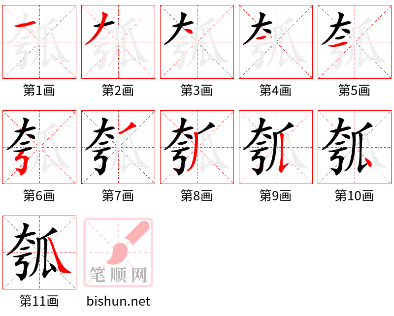 瓠 笔顺规范