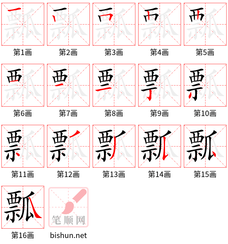 瓢 笔顺规范