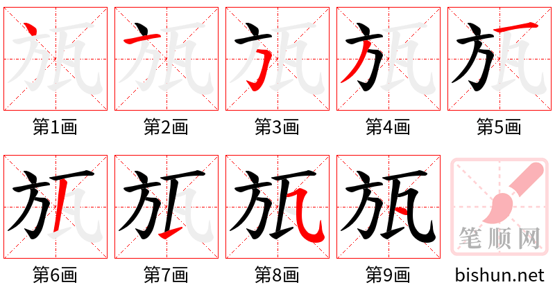 瓬 笔顺规范