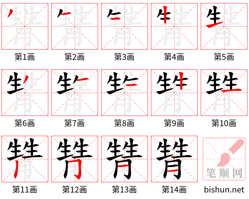 甧 笔顺规范