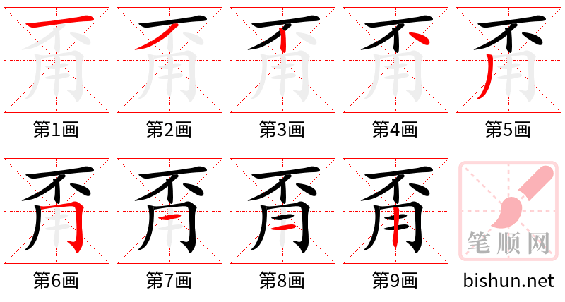 甭 笔顺规范