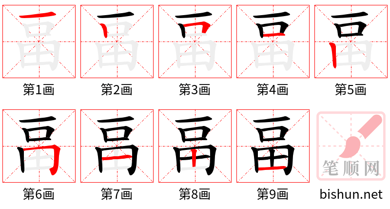 畐 笔顺规范