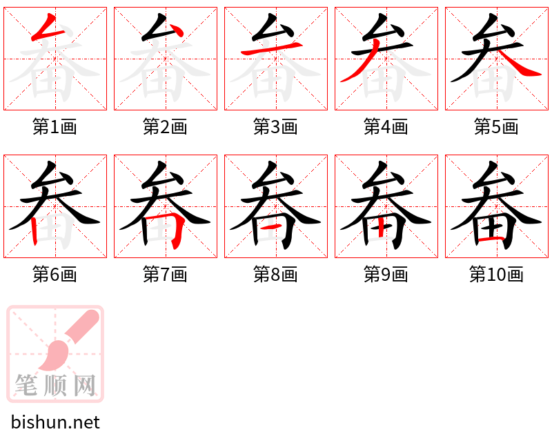 畚 笔顺规范