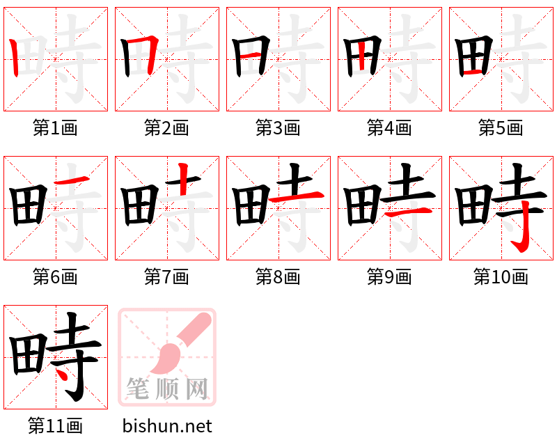 畤 笔顺规范