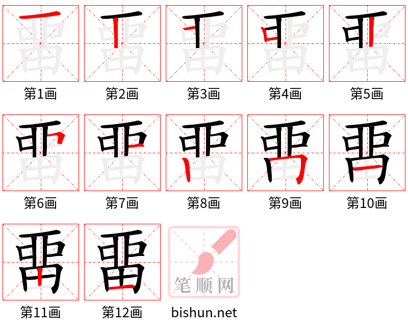 畱 笔顺规范