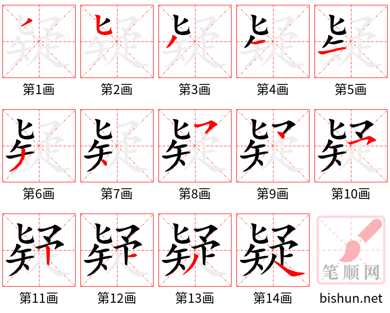 疑 笔顺规范