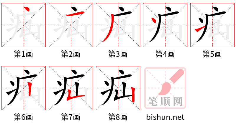 疝 笔顺规范