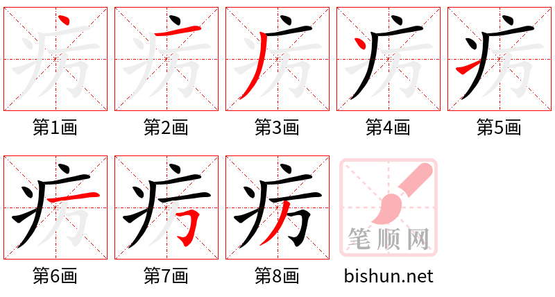 疠 笔顺规范