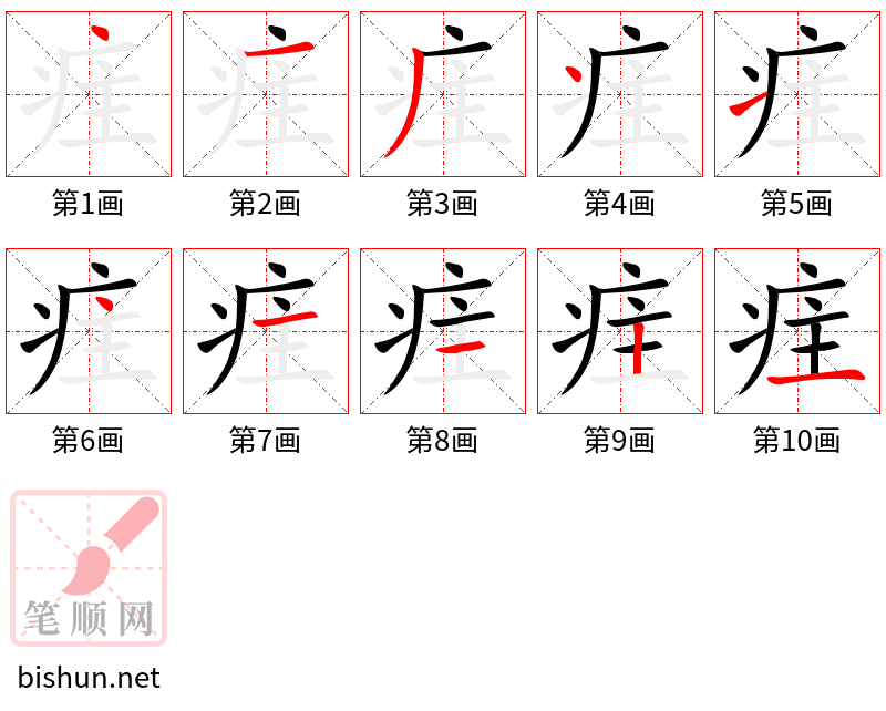 疰 笔顺规范