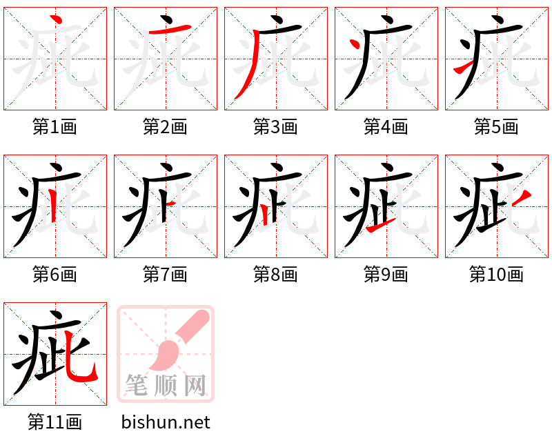 疵 笔顺规范