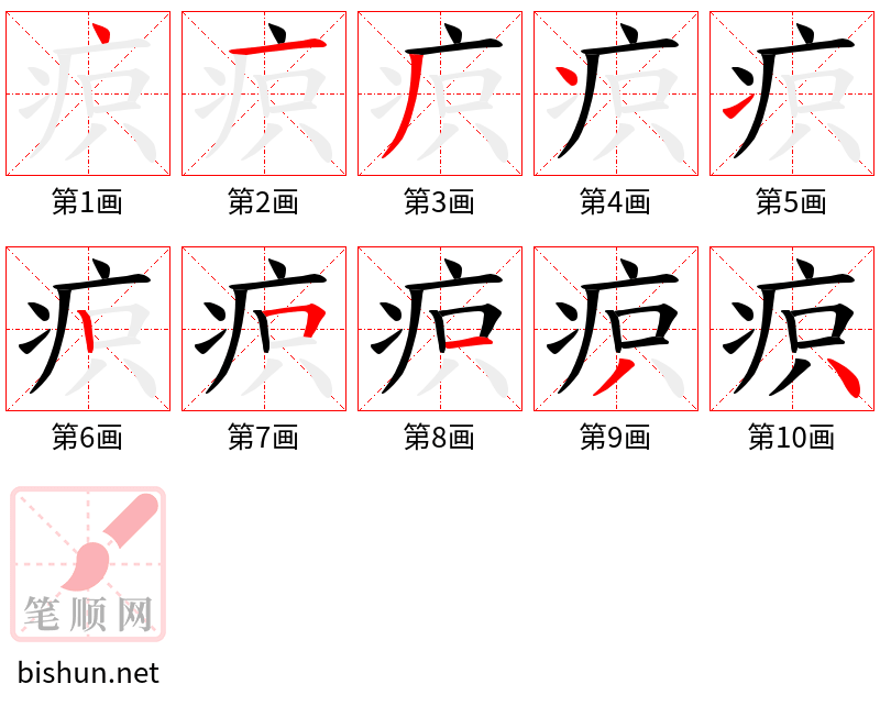 疻 笔顺规范