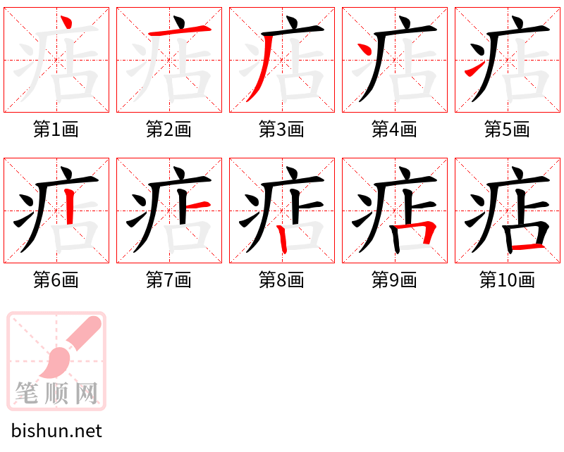 痁 笔顺规范