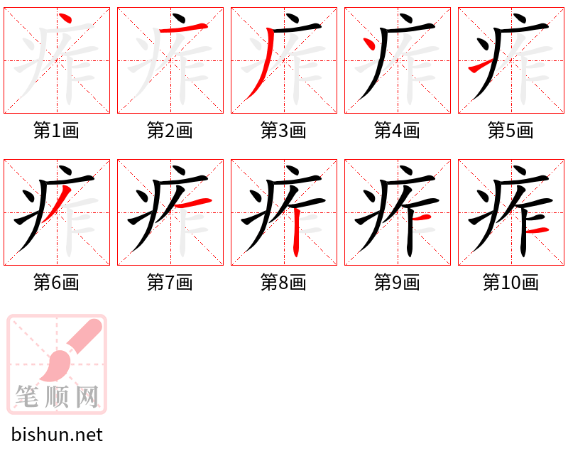 痄 笔顺规范