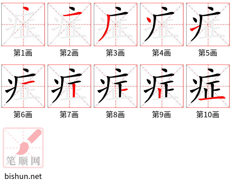 症 笔顺规范