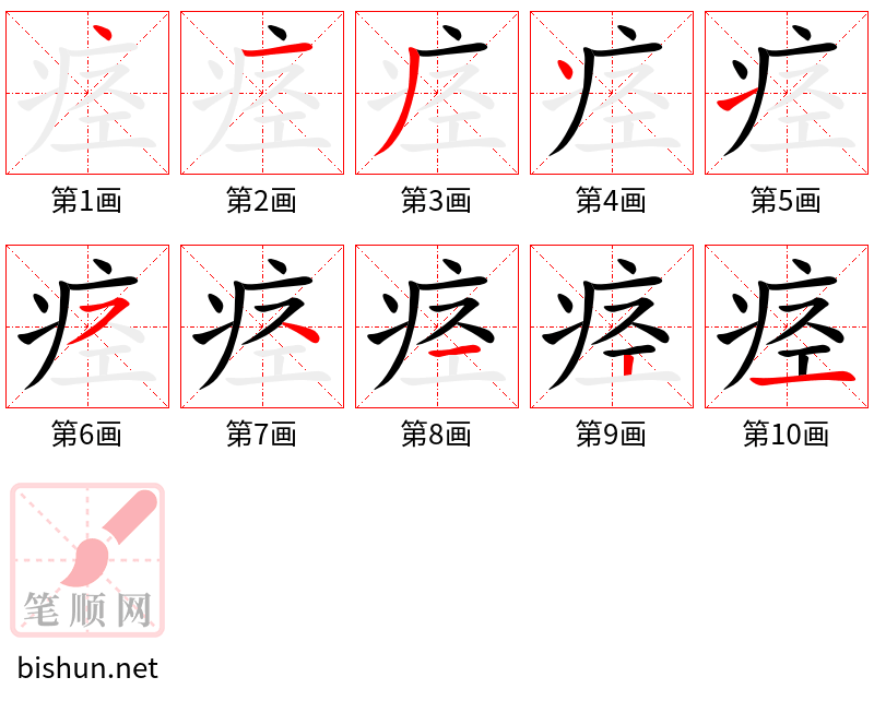 痉 笔顺规范