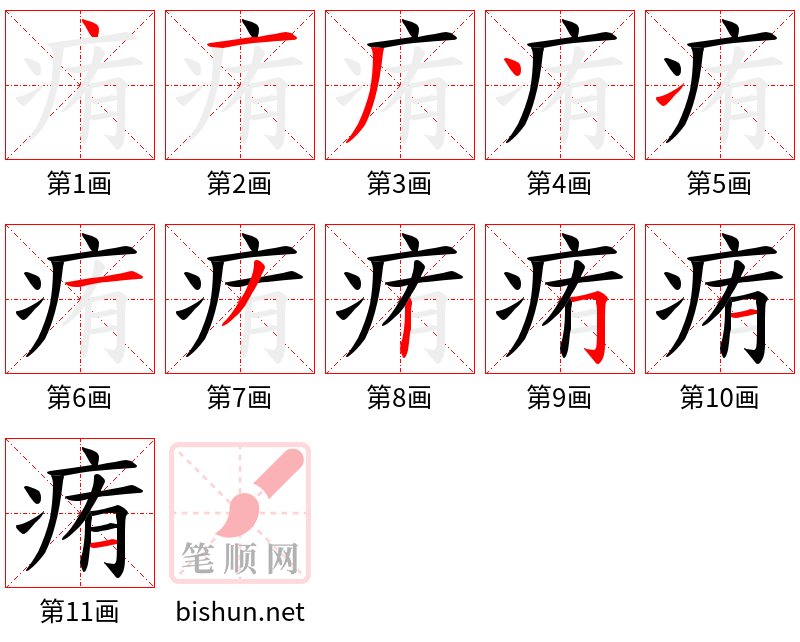 痏 笔顺规范