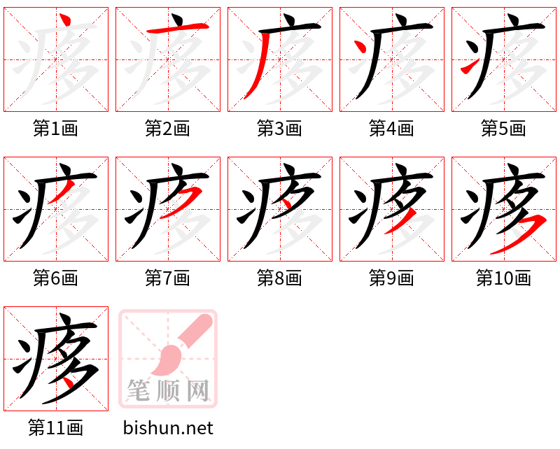 痑 笔顺规范