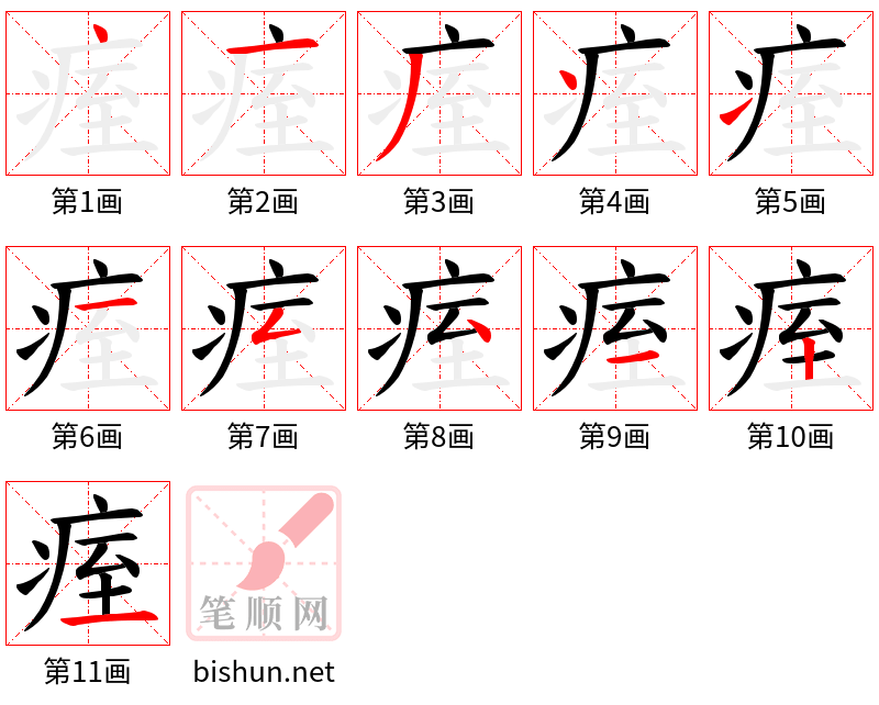 痓 笔顺规范