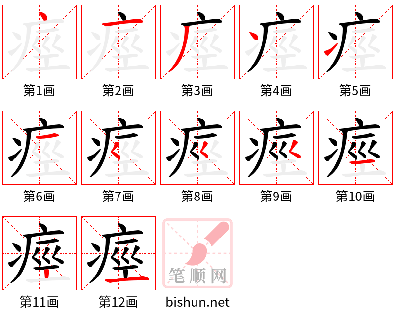 痙 笔顺规范