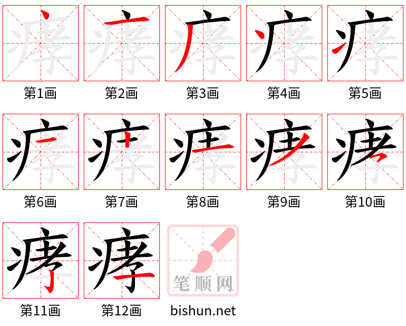 痚 笔顺规范