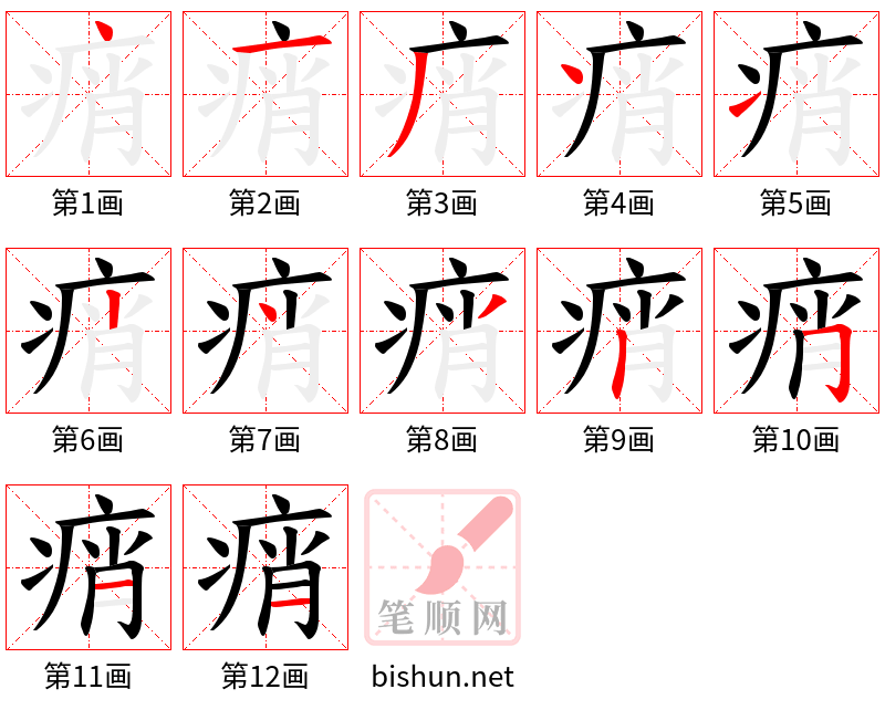 痟 笔顺规范