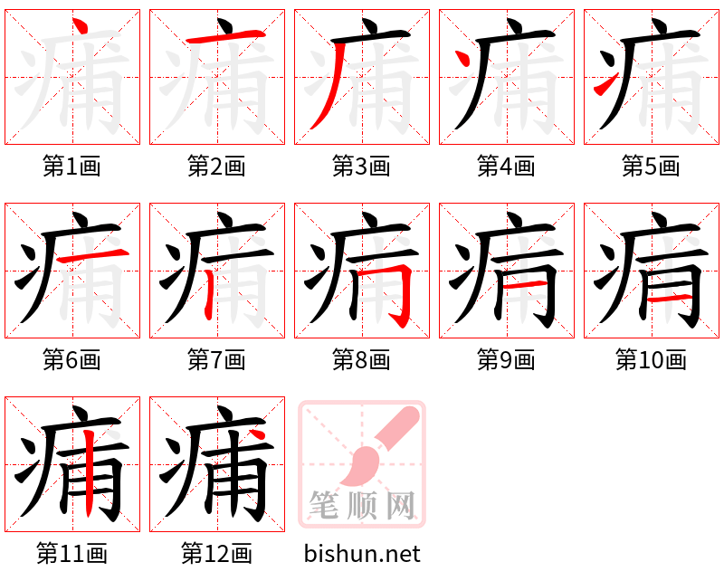 痡 笔顺规范