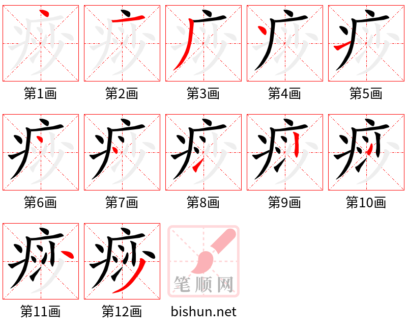 痧 笔顺规范