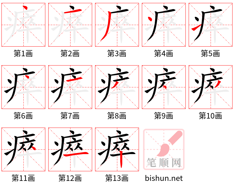 瘁 笔顺规范