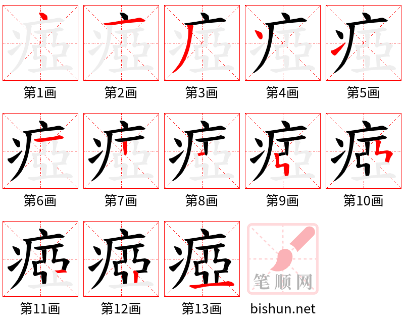 瘂 笔顺规范