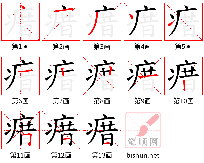 瘄 笔顺规范