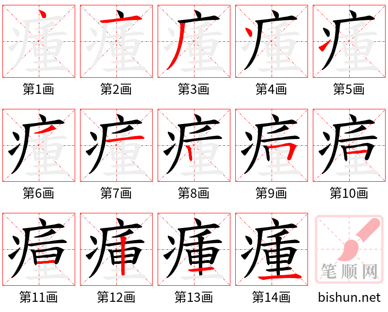 瘇 笔顺规范